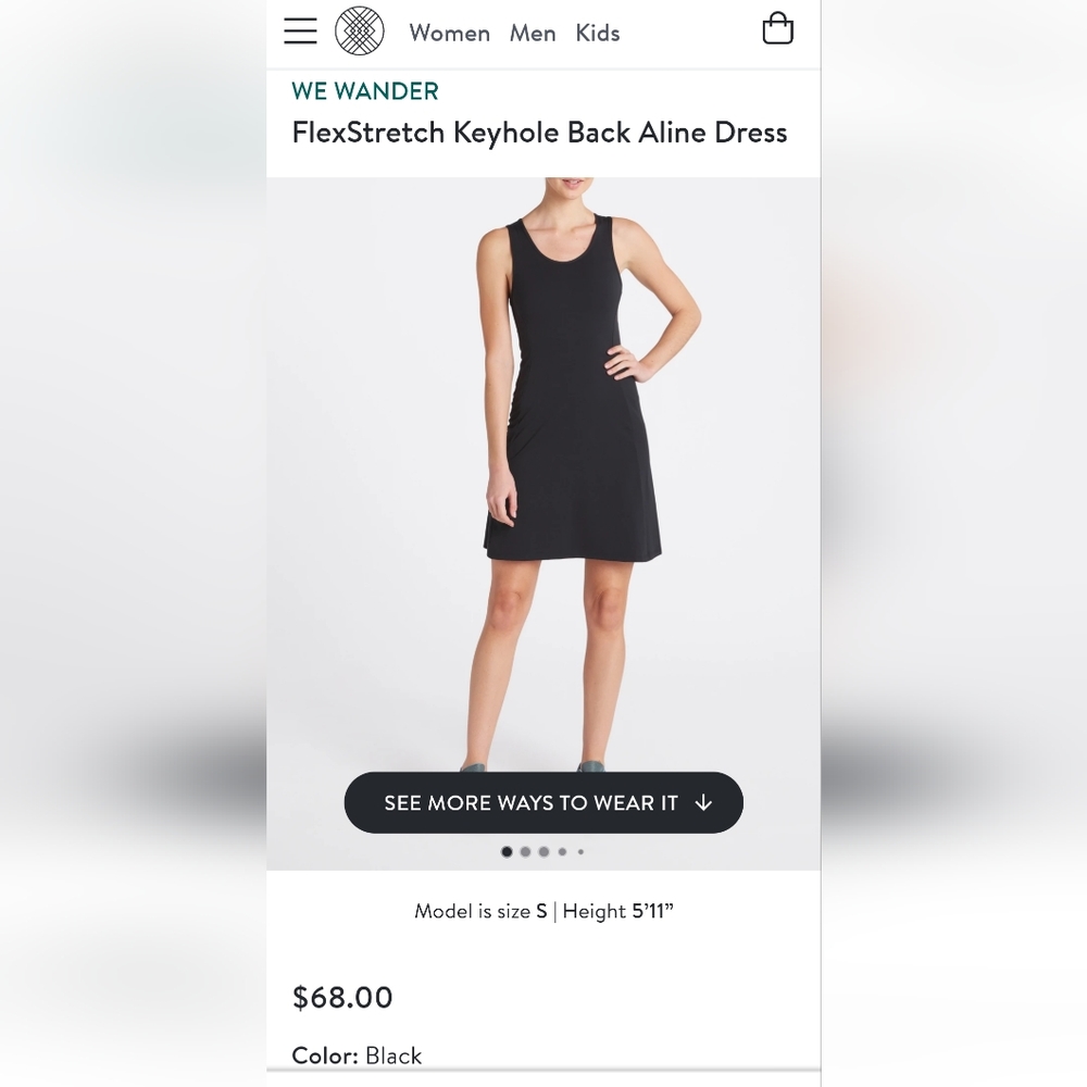 NWT We Wander FlexStretch Keyhole Black Aline Dress